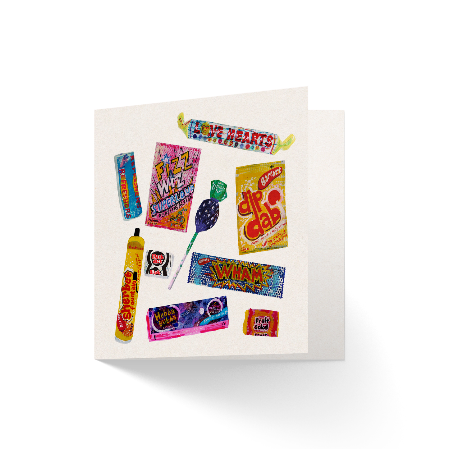 retro sweets collection of four greeting cards