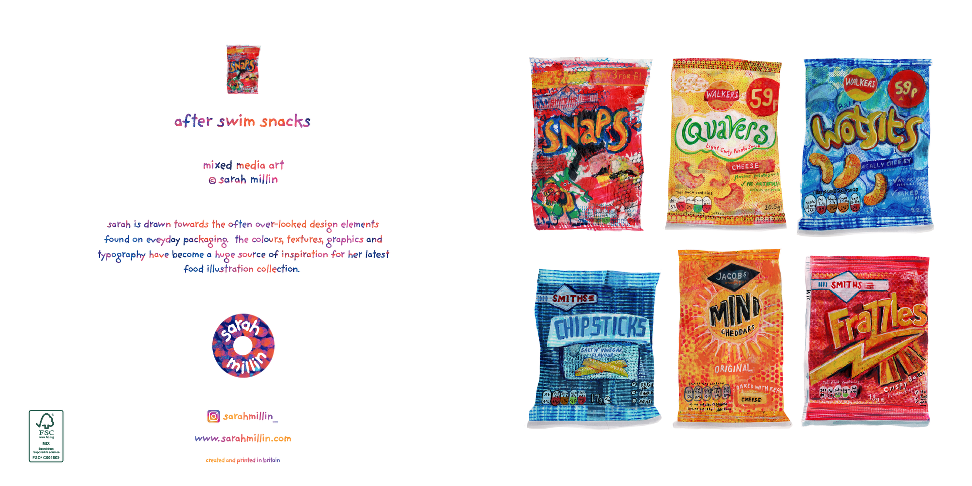 after swim snacks greetings card - Greetings Card - Sarah Millin