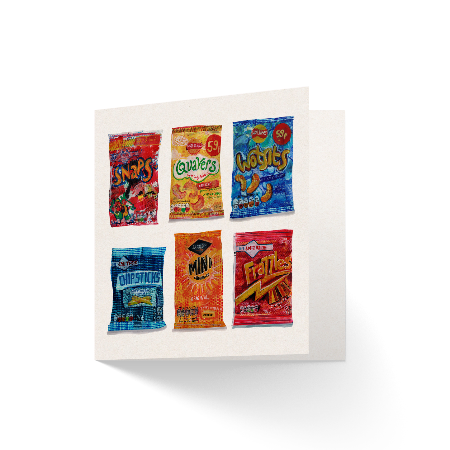 Retro food collection of four greeting cards