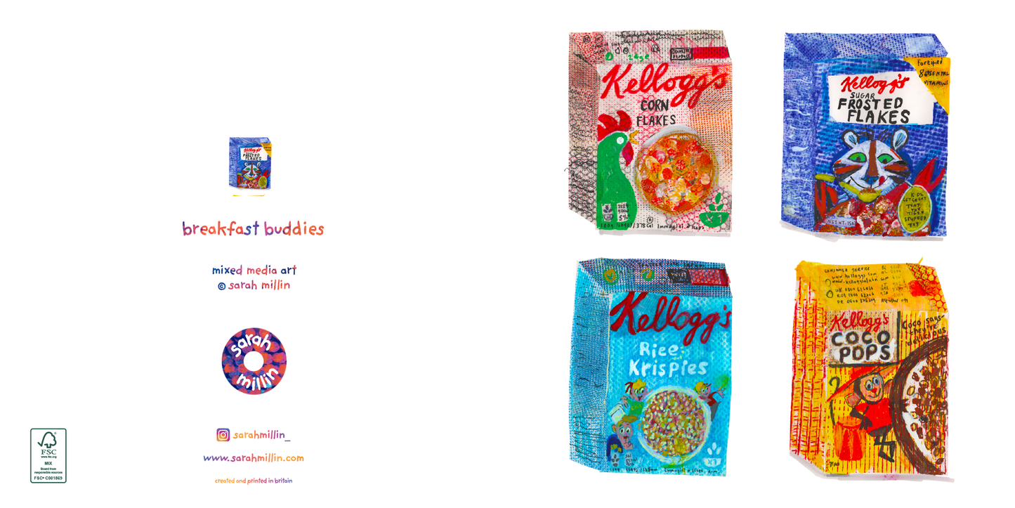 Retro food collection of four greeting cards
