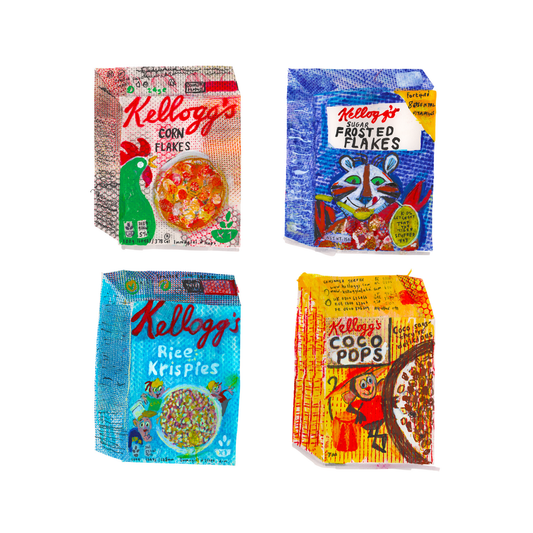 Retro food collection of four greeting cards