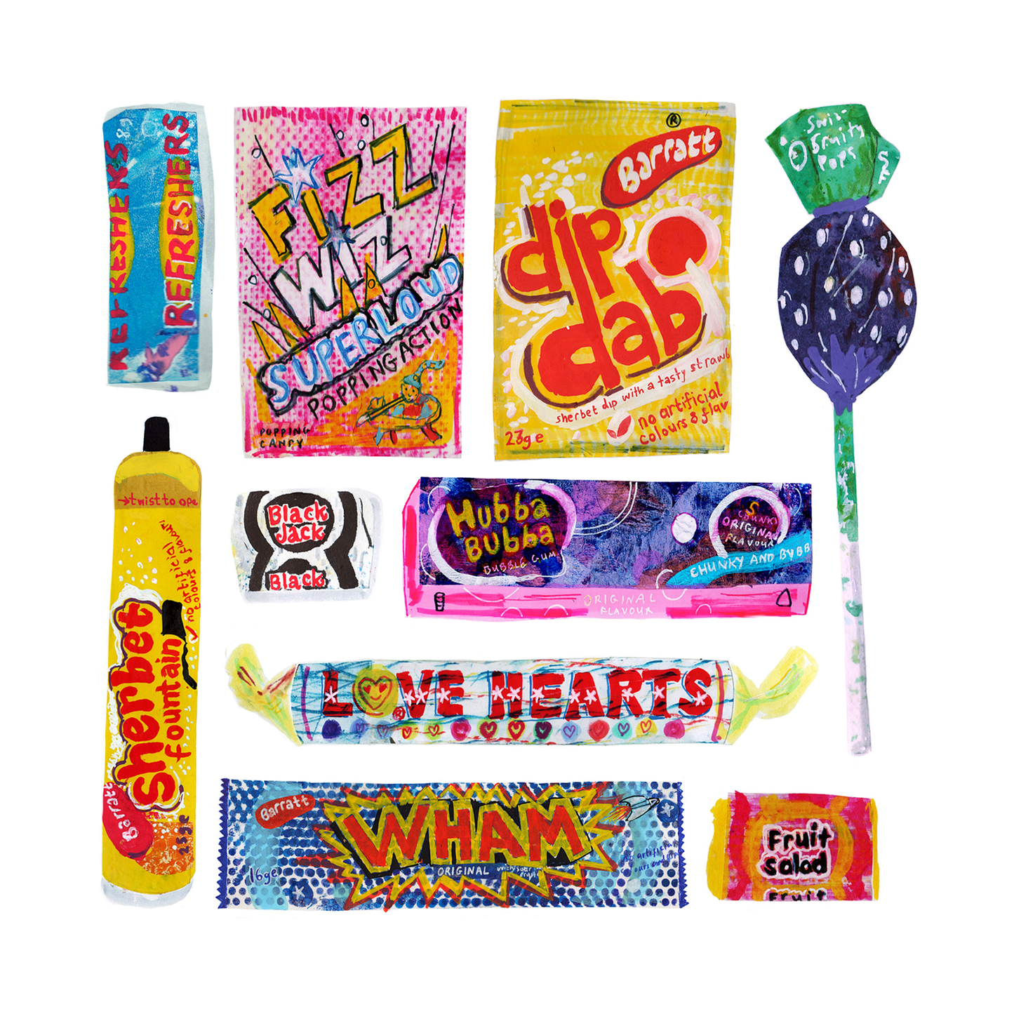 retro sweets collection of four greeting cards 7