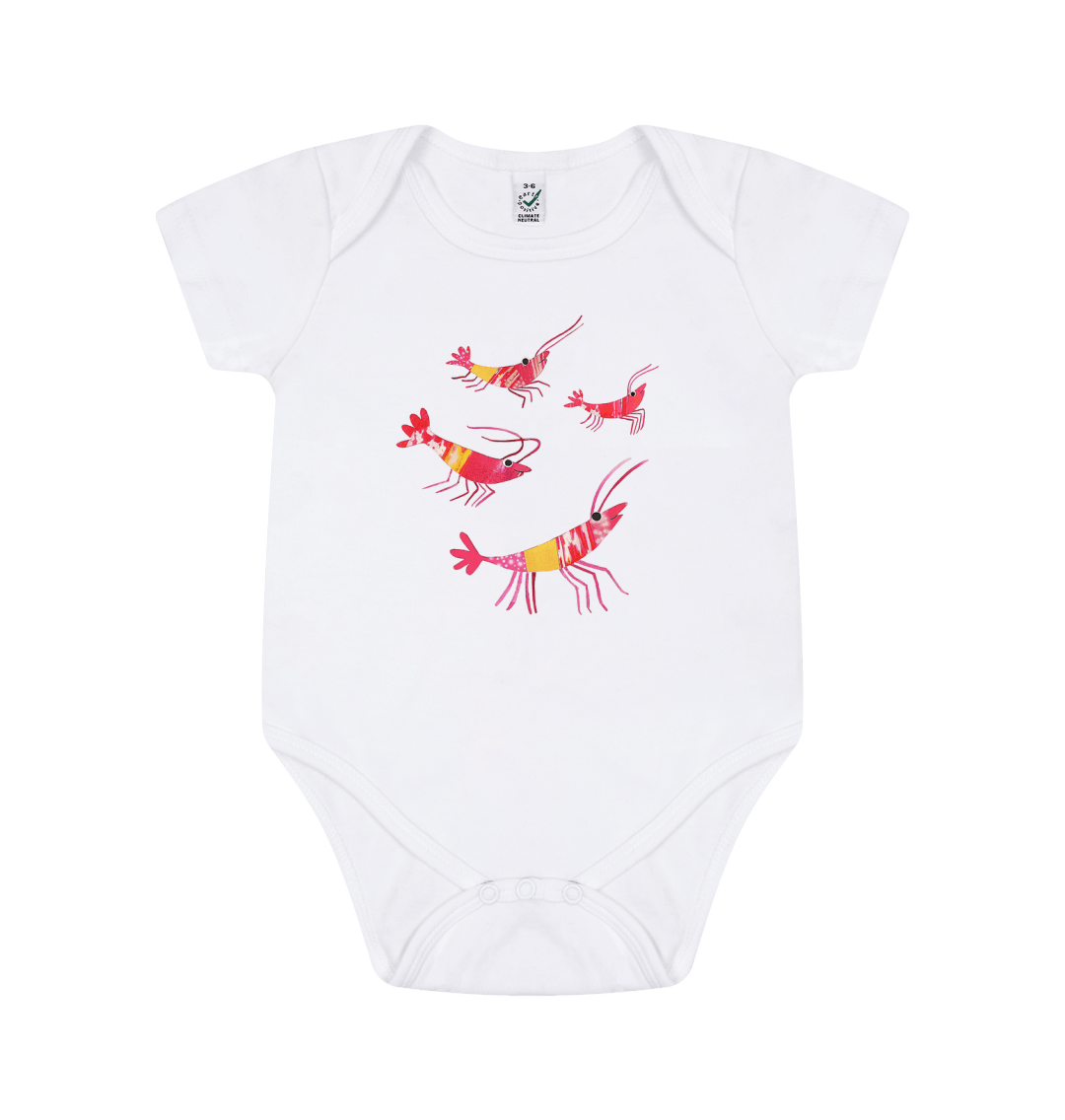 White Printed baby grow Front