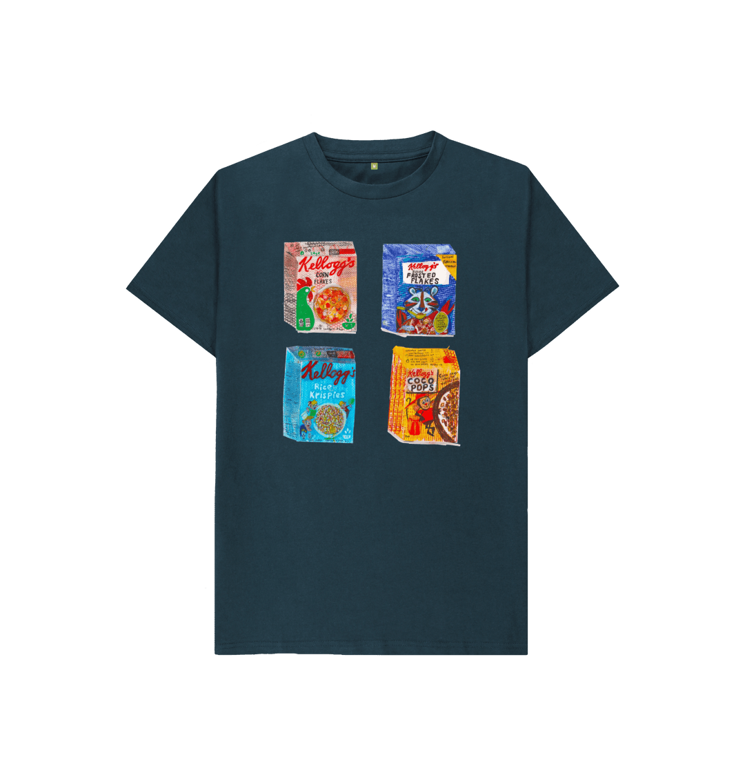 Denim Blue Printed Kids T-Shirt Front