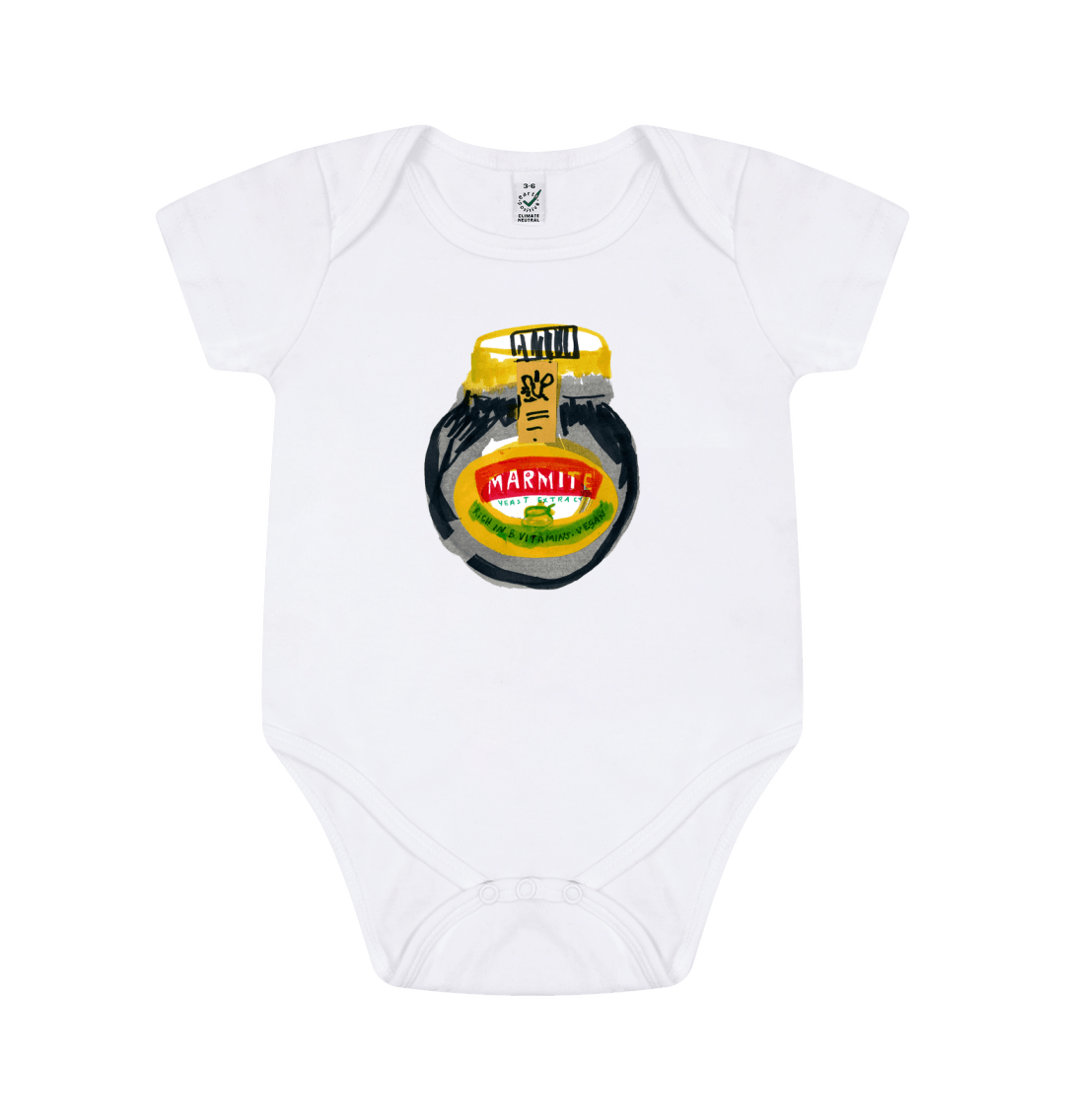White Printed baby grow Front
