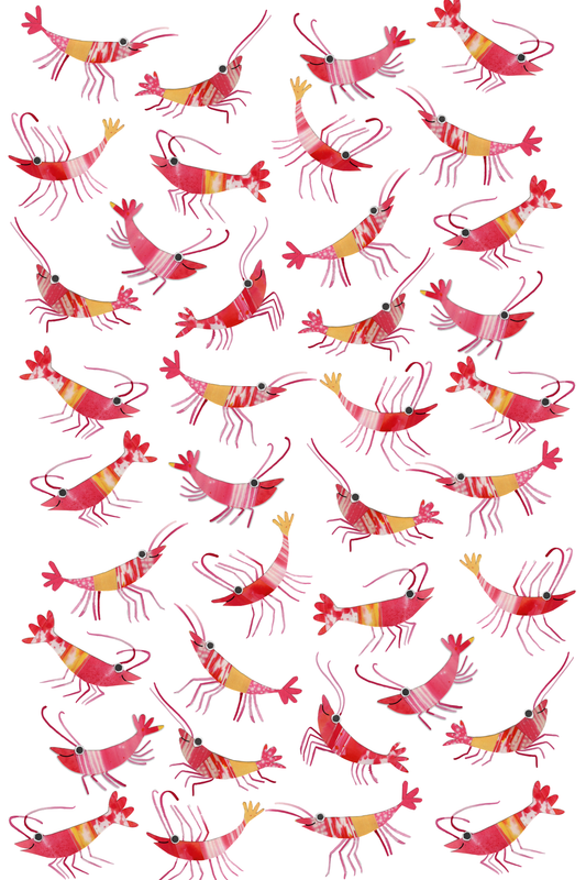Prawn Party Organic Cotton Tea Towel