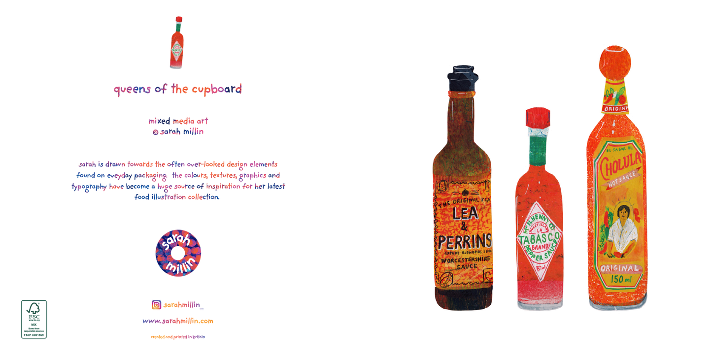 Retro food collection of four greeting cards