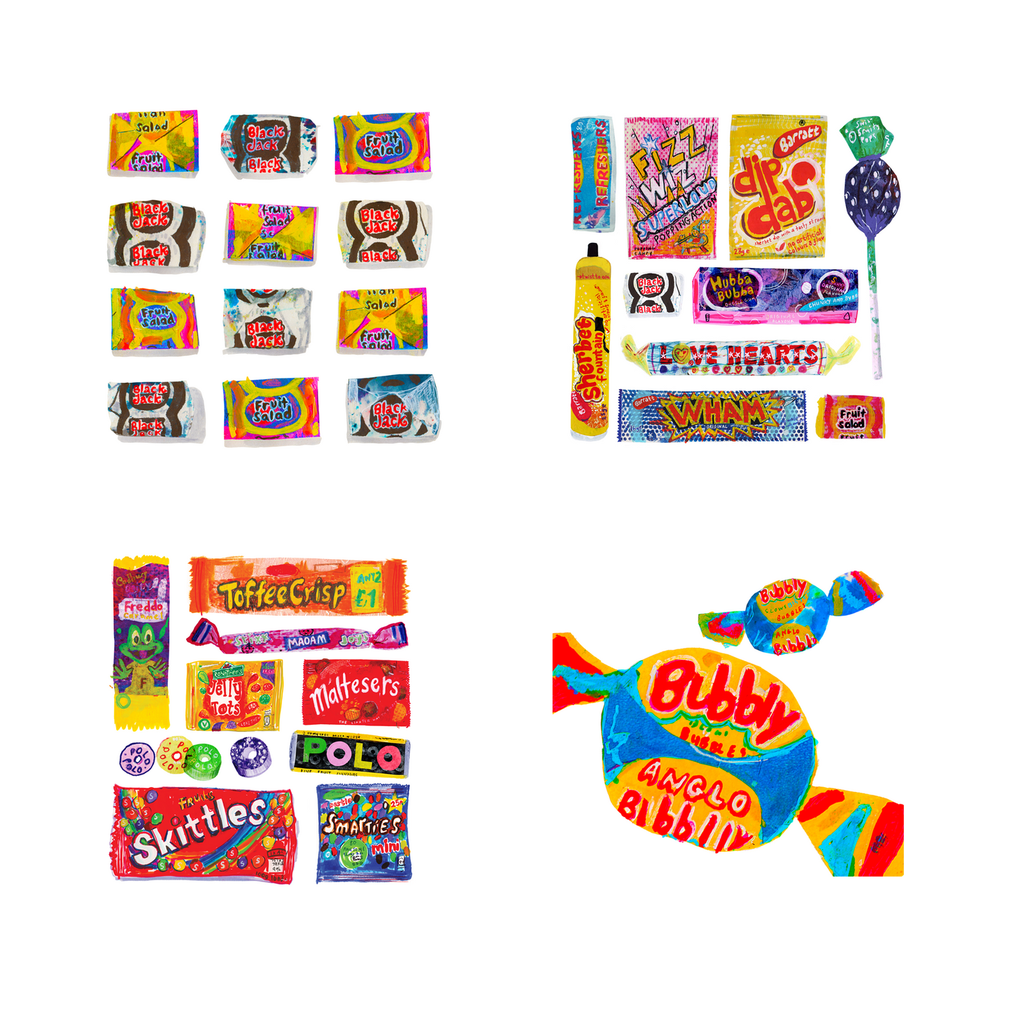 retro sweets collection of four greeting cards 7