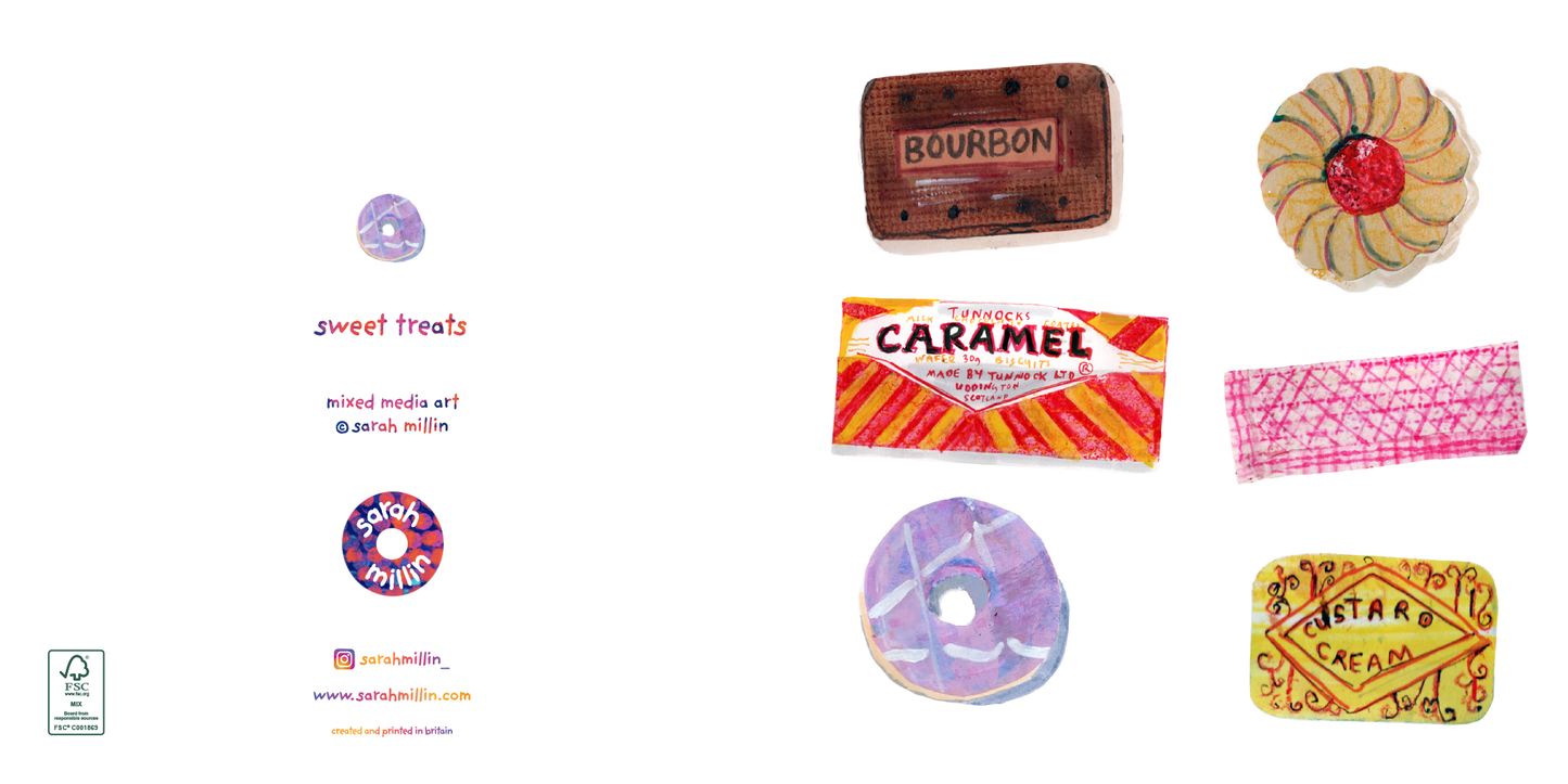 food collection of four greeting cards