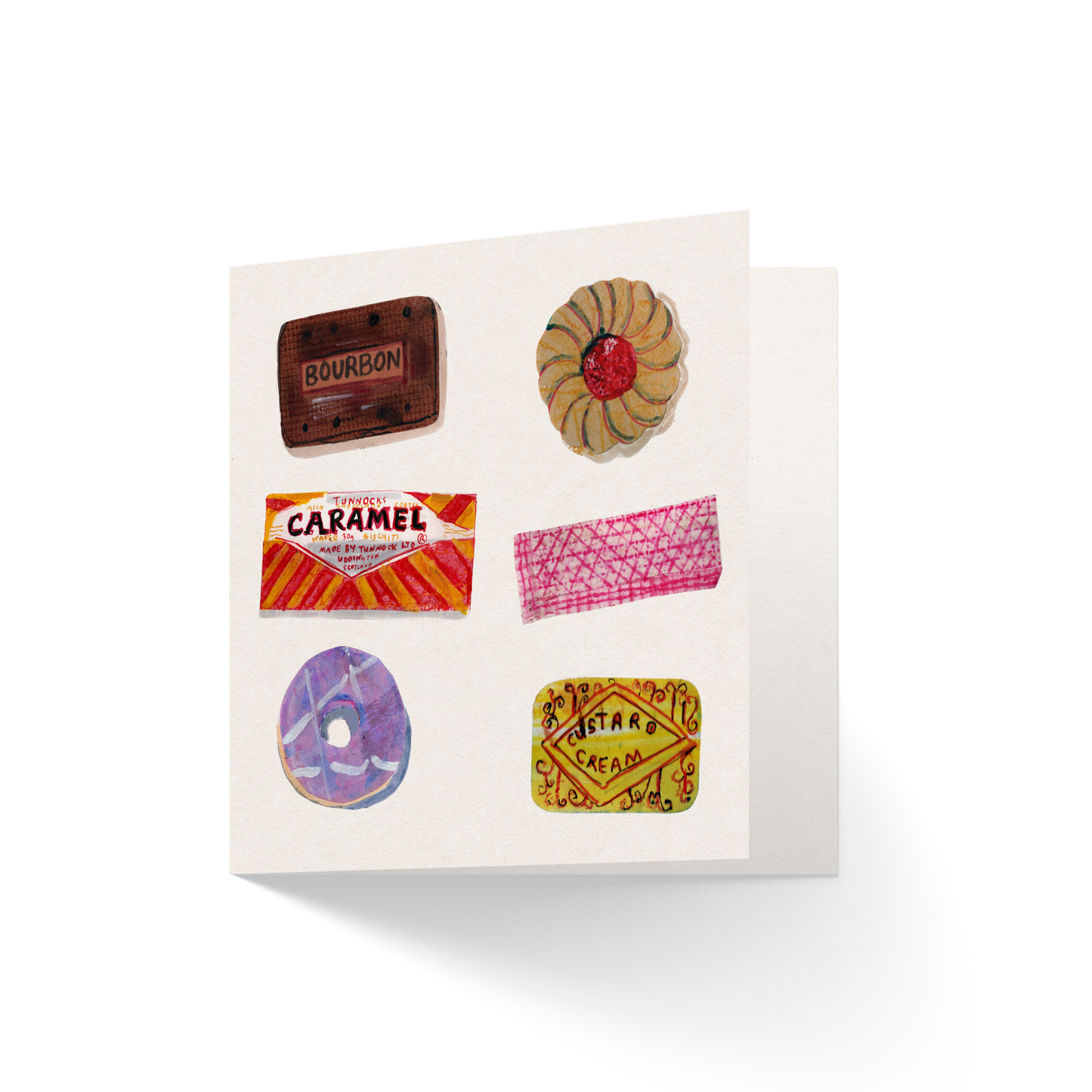 food collection of four greeting cards
