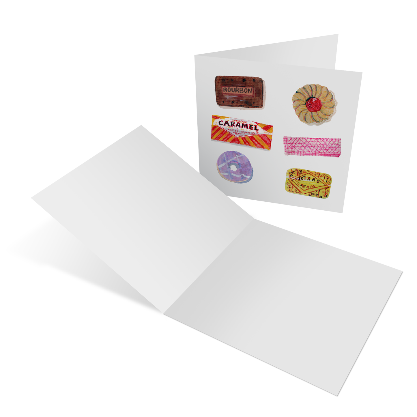food collection of four greeting cards
