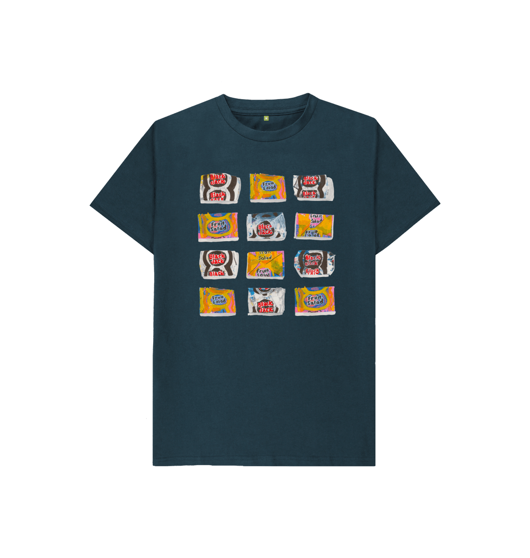 Denim Blue Printed Kids T-Shirt Front