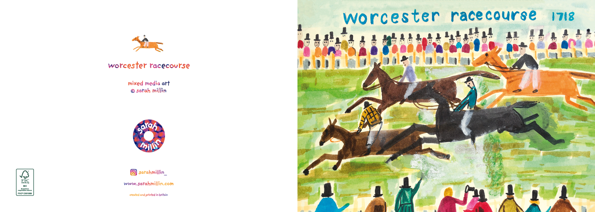 worcester racecourse 1718 greetings card - Greetings Card - Sarah Millin