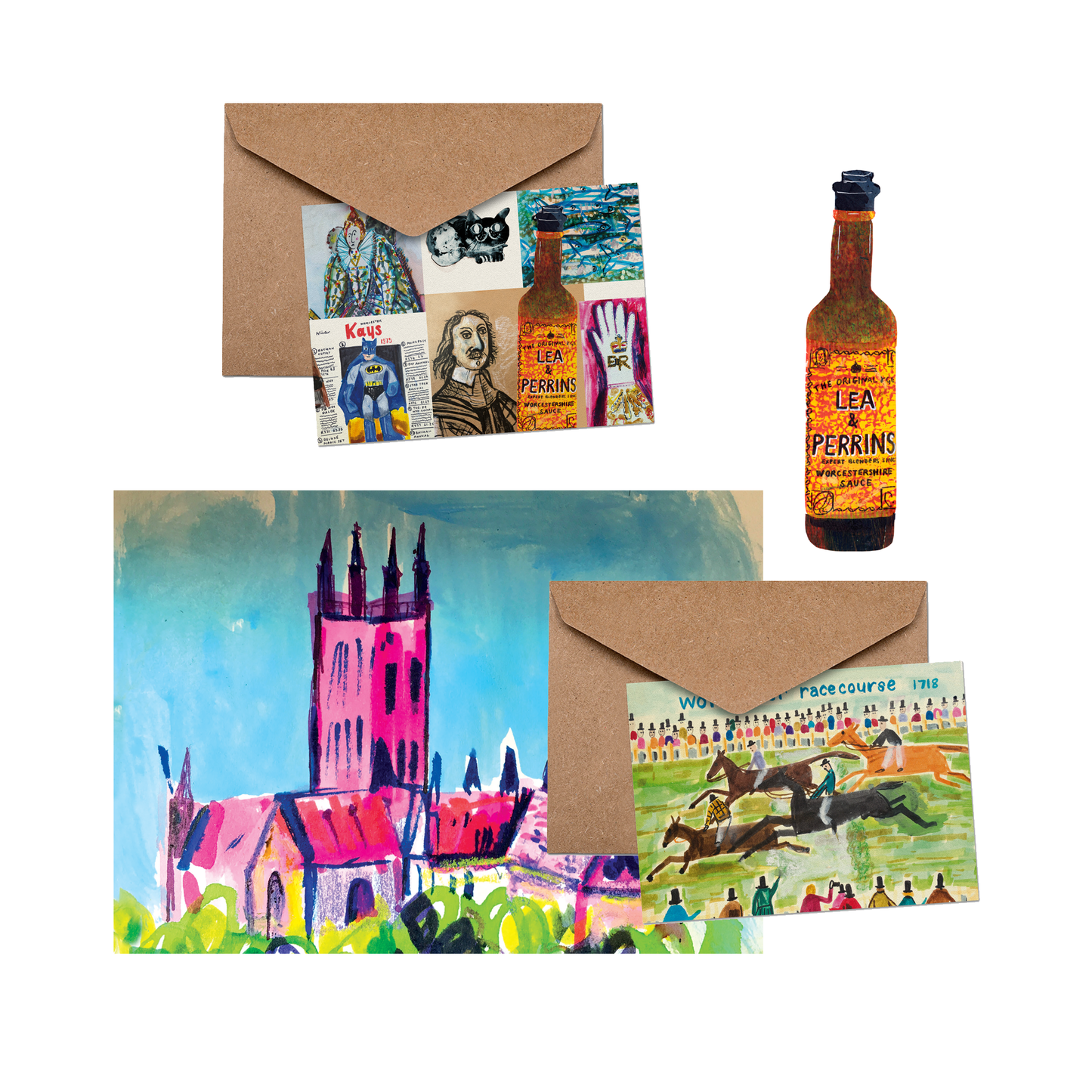 City of Worcester collection of four greeting cards
