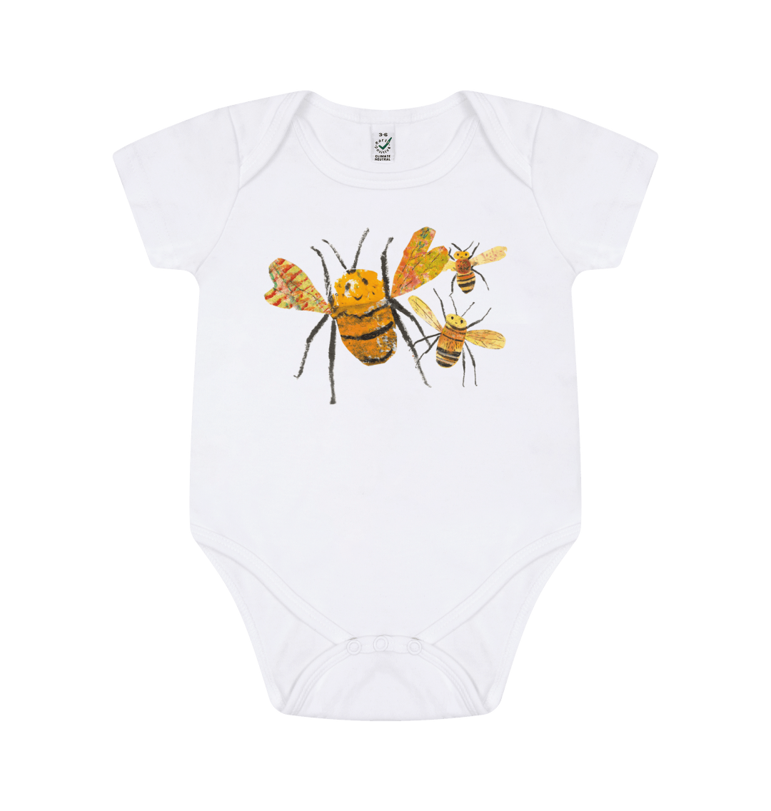 White Printed baby grow Front
