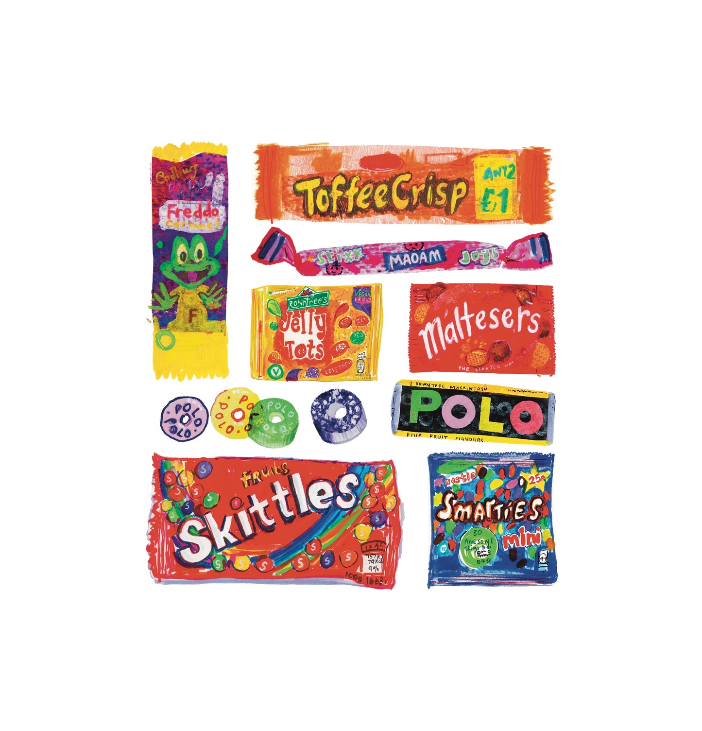 retro sweets collection of four greeting cards