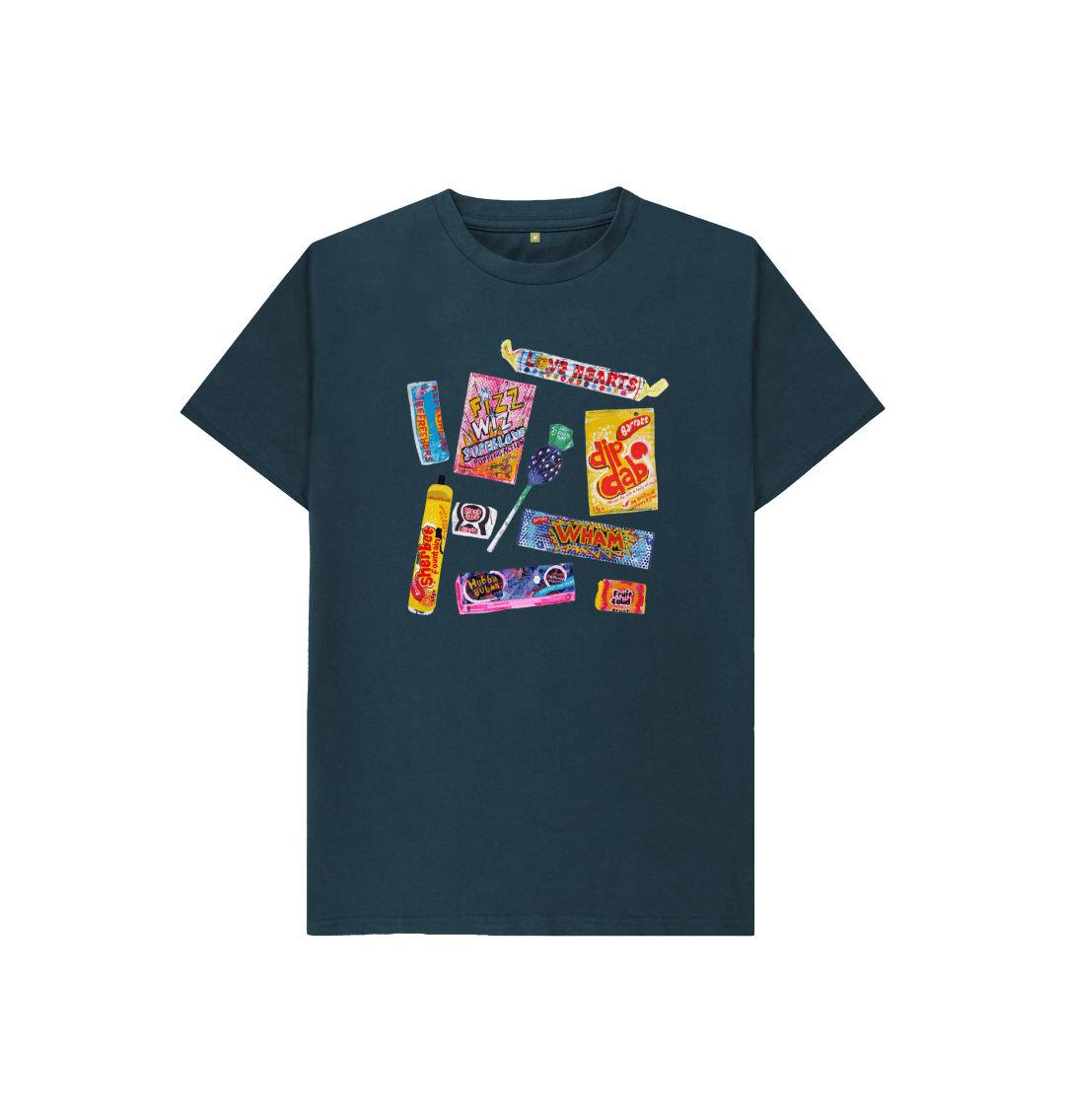 Denim Blue Printed Kids T-Shirt Front