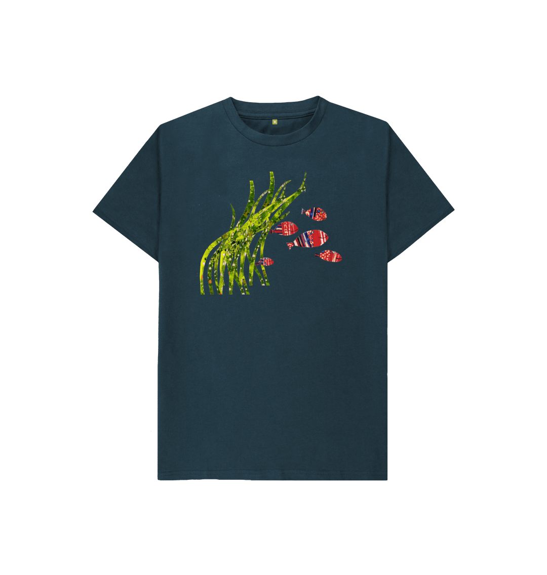 Denim Blue Printed Kids T-Shirt Front